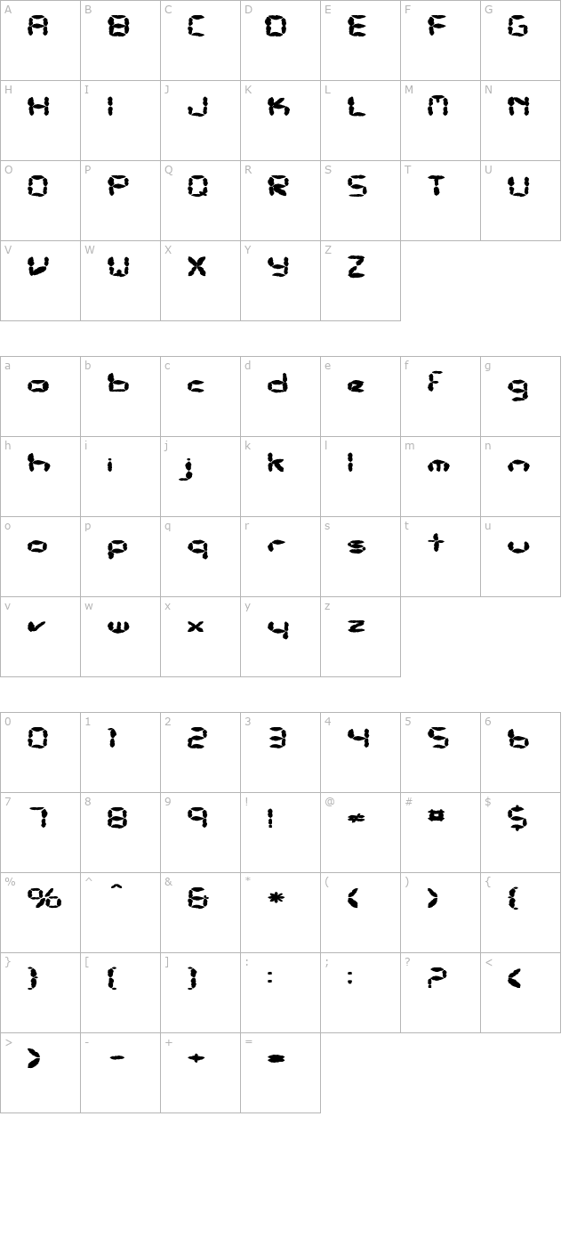 FZ DIGITAL 10 MANGLED EX character map