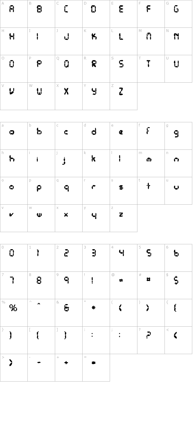 FZ DIGITAL 10 MANGLED character map