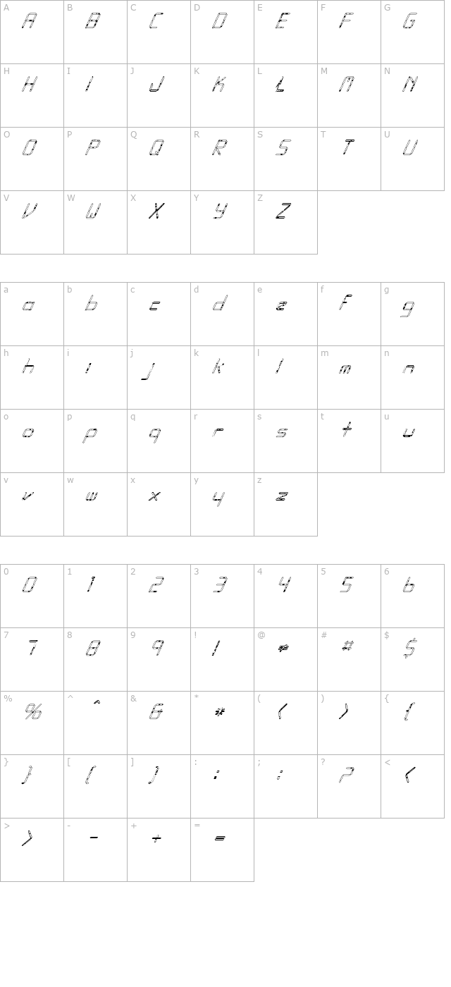 fz-digital-10-spotted-italic character map