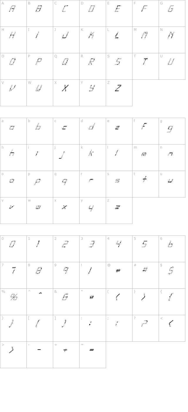 FZ DIGITAL 10 SPOTTED ITALIC character map