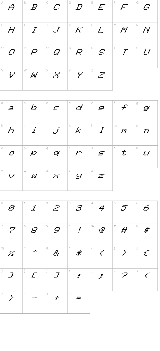 fz-digital-11-italic character map