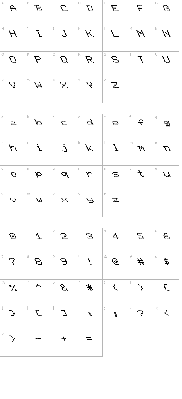 FZ DIGITAL 11 LEFTY character map