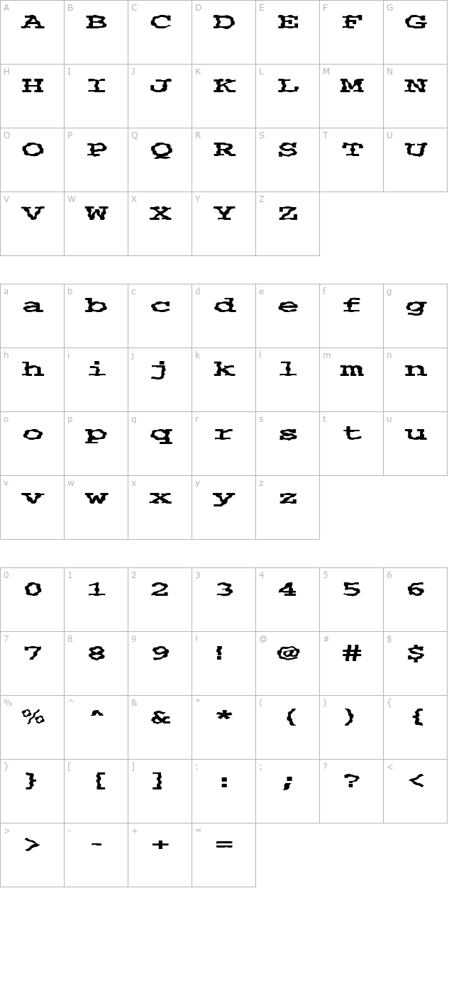 FZ DIGITAL 3 WAVEY EX character map