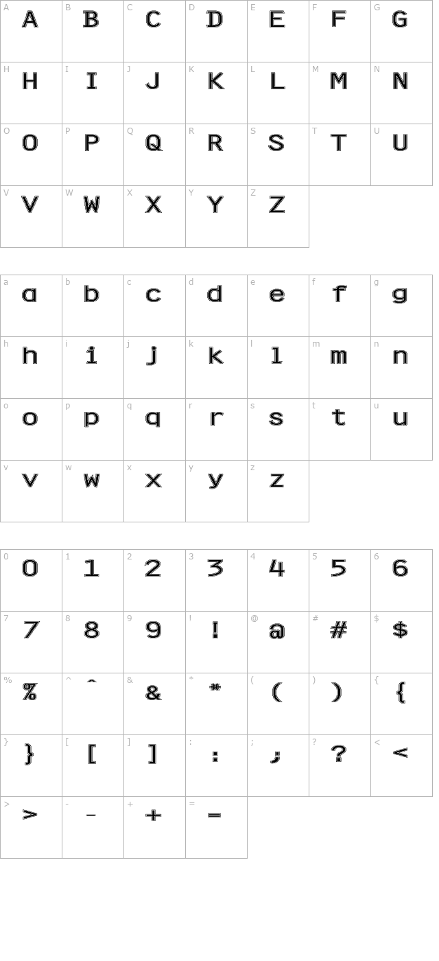 FZ DIGITAL 4 CONTOUR EX character map