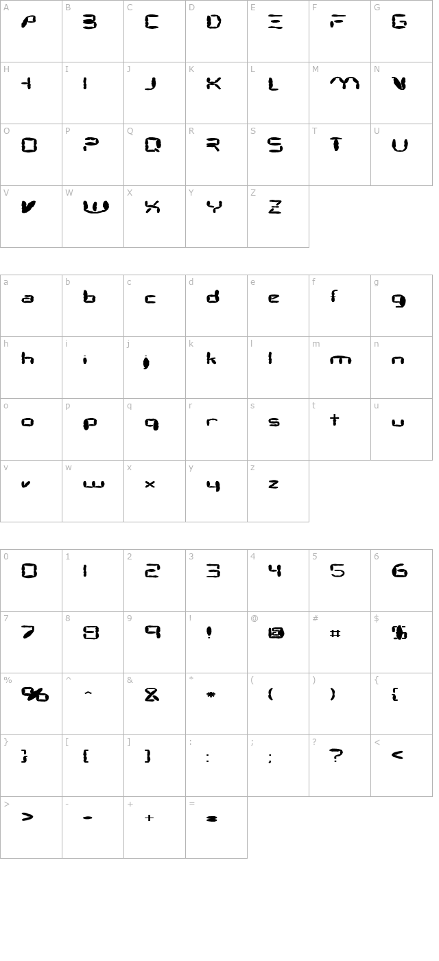 FZ DIGITAL 7 MANGLED EX character map