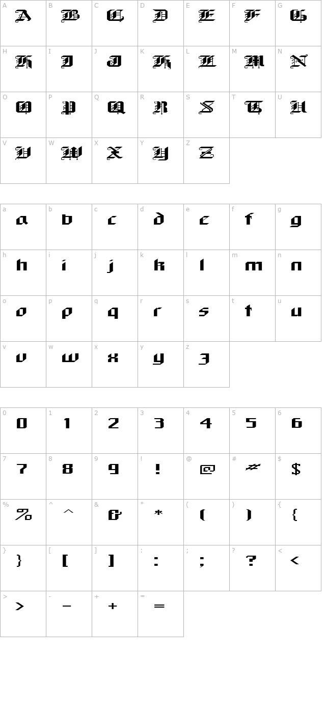 fz-gothic-1-ex character map