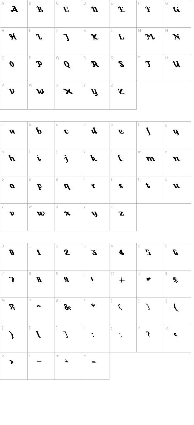 fz-gothic-2-lefty character map