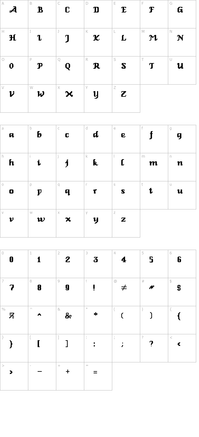 FZ GOTHIC 2 character map