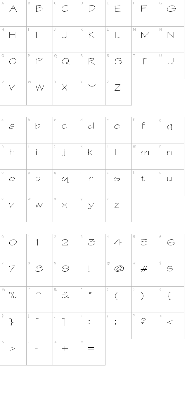 FZ HAND 1 EX character map