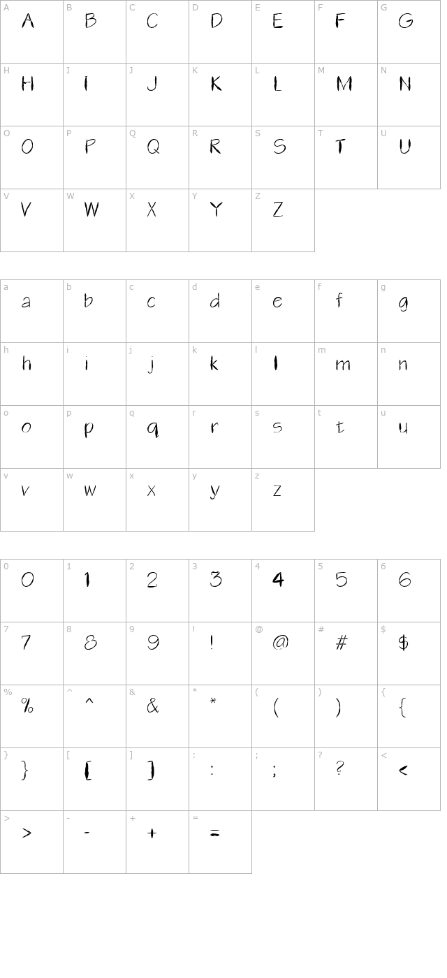 FZ HAND 1 MANGLED character map