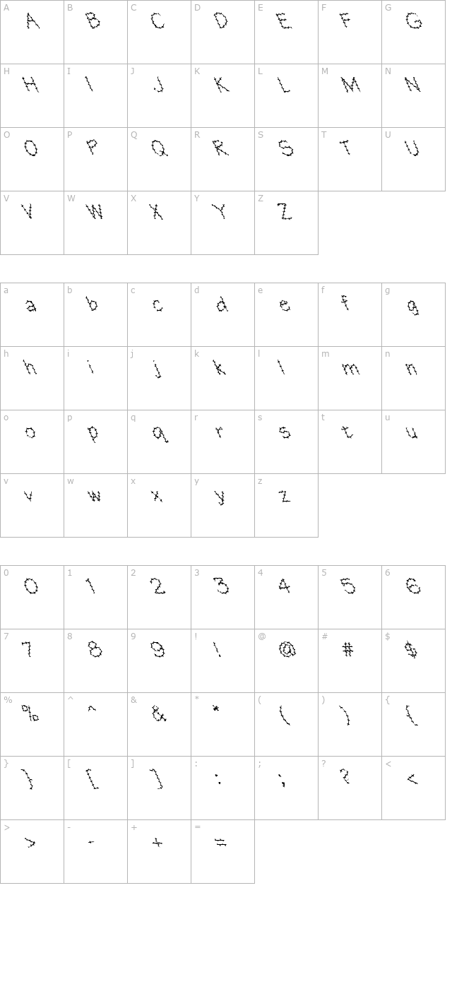 FZ HAND 1 SPIKED LEFTY character map