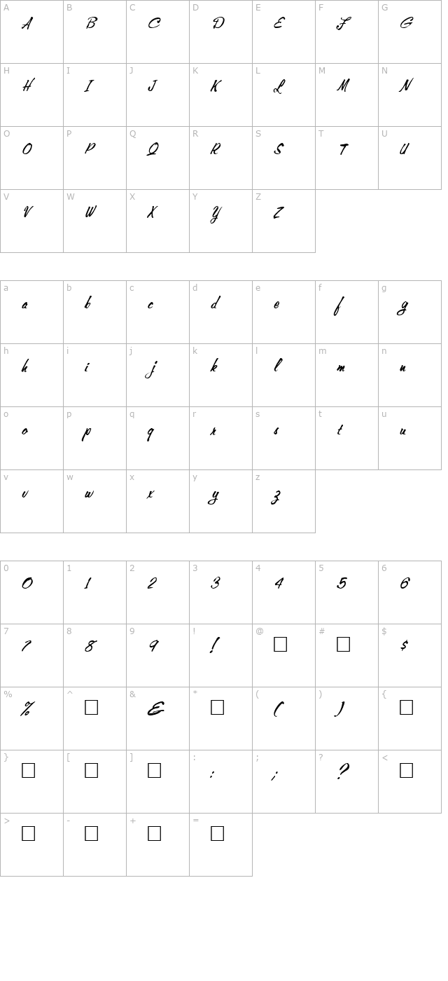 fz-hand-10-italic character map