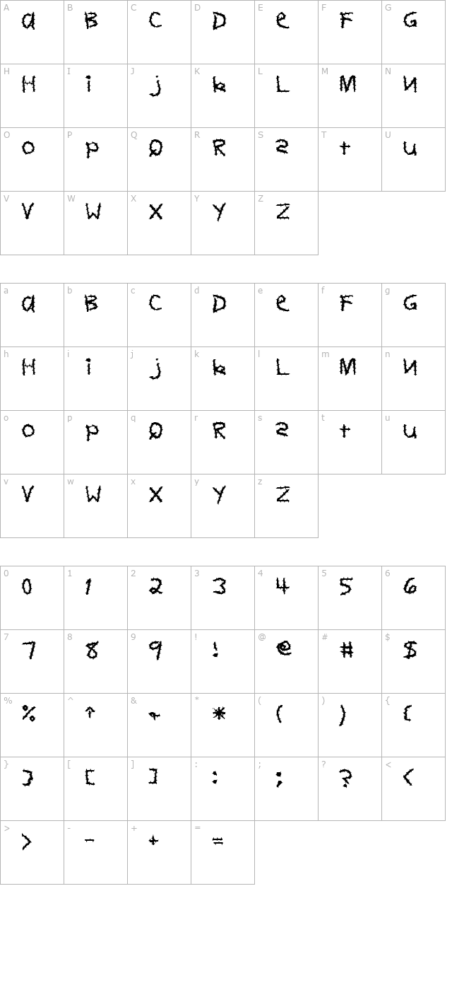 FZ HAND 11 SPIKED character map