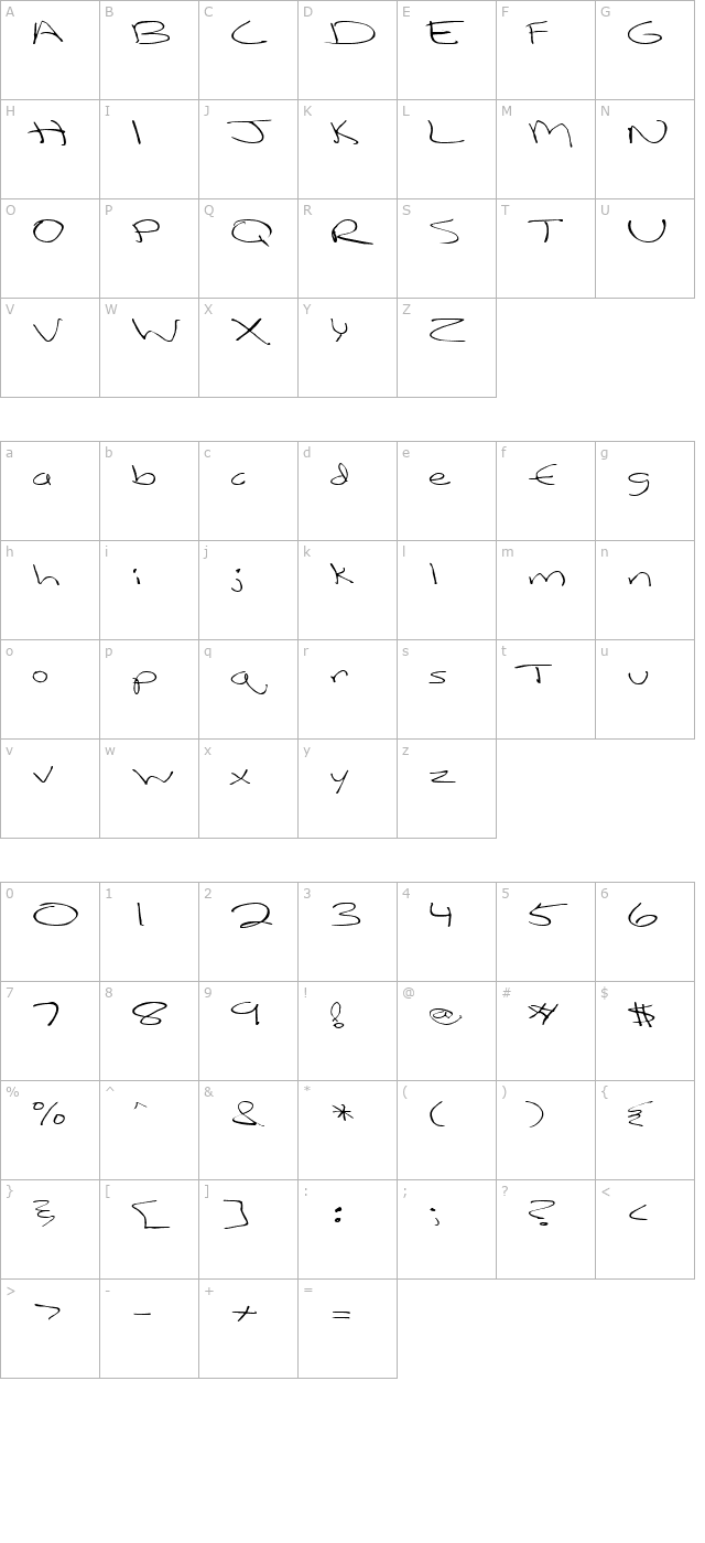 FZ HAND 12 EX character map