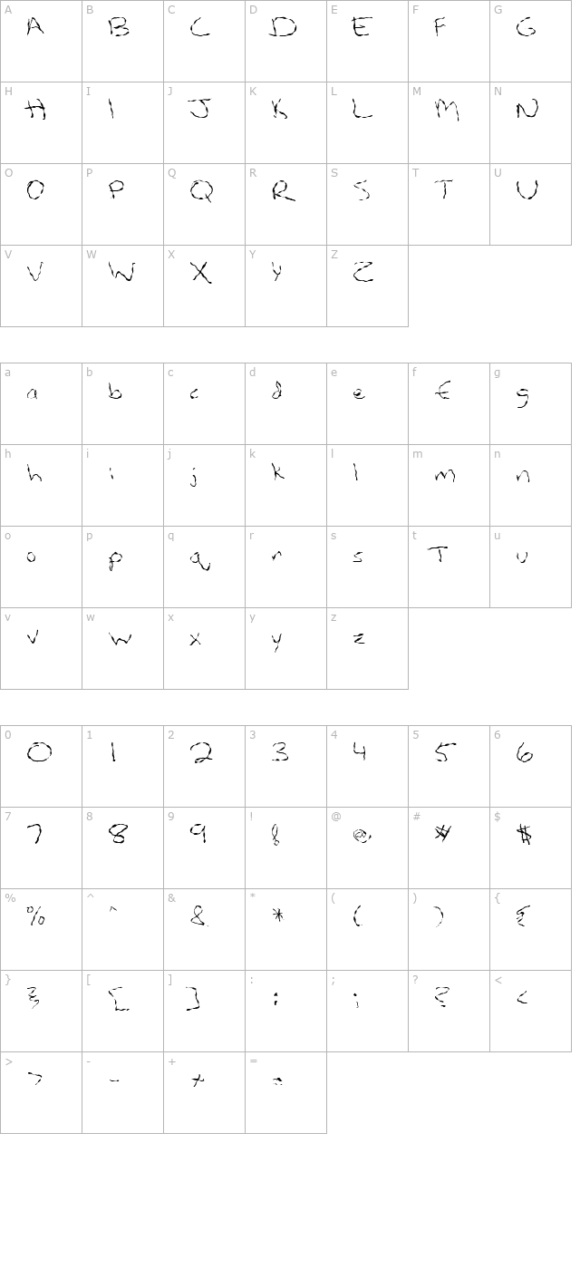 FZ HAND 12 WAVEY character map