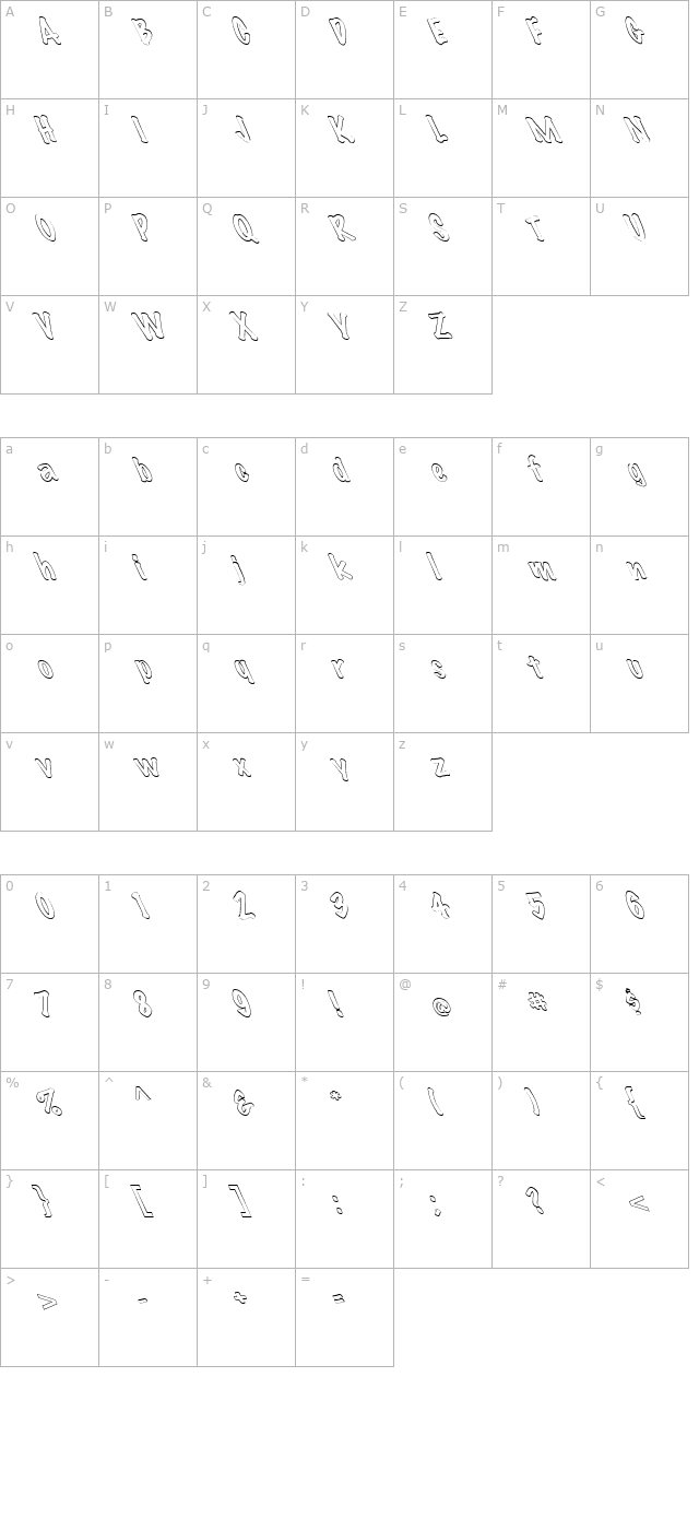 FZ HAND 14 HOLLOW LEFTY character map