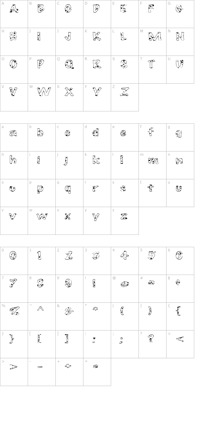 FZ HAND 14 SPOTTED EX character map