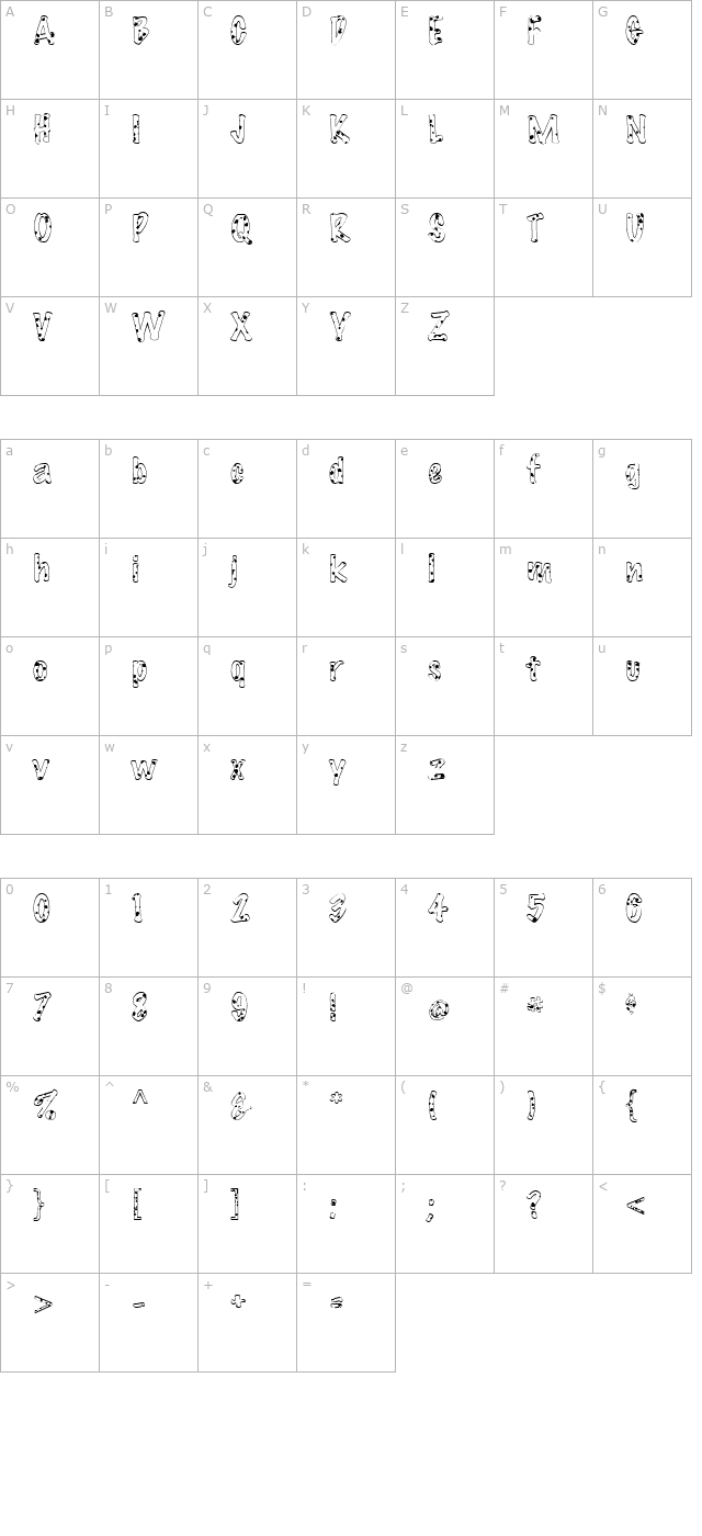 FZ HAND 14 SPOTTED character map