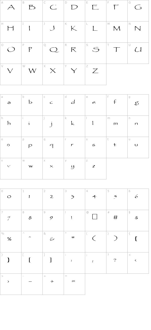 FZ HAND 16 EX character map