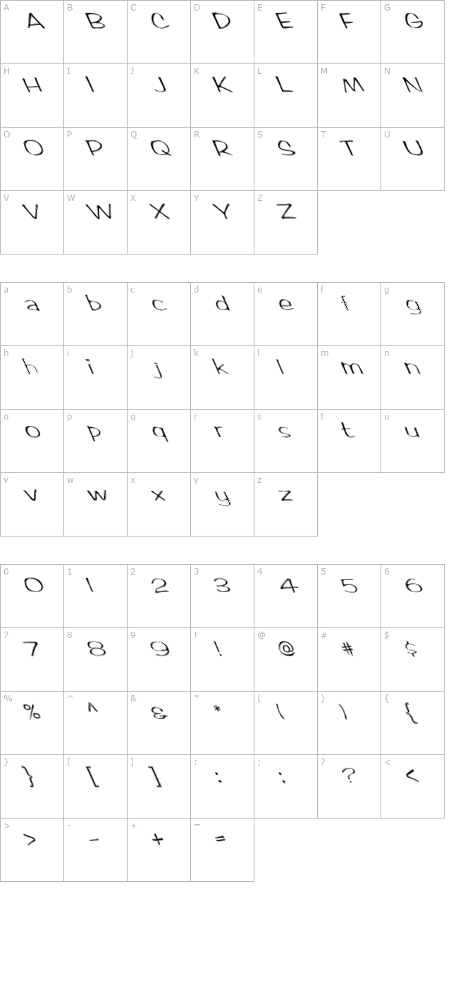 FZ HAND 2 CONTOUR LEFTY character map