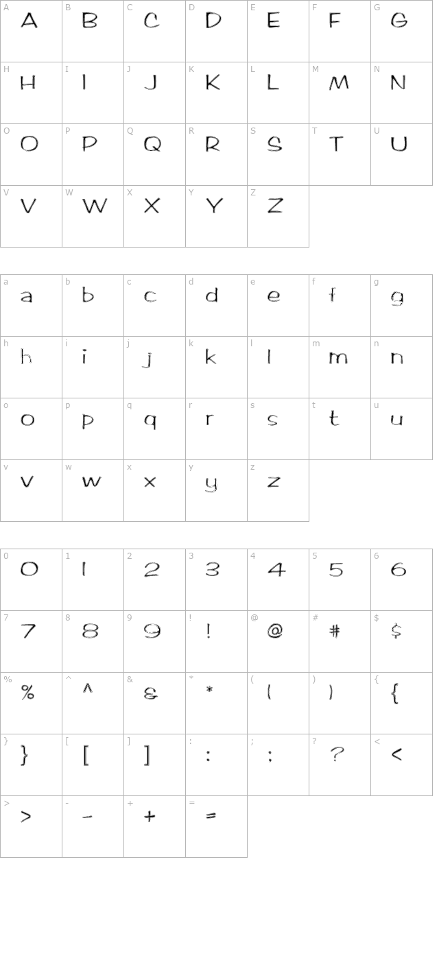 FZ HAND 2 CONTOUR character map