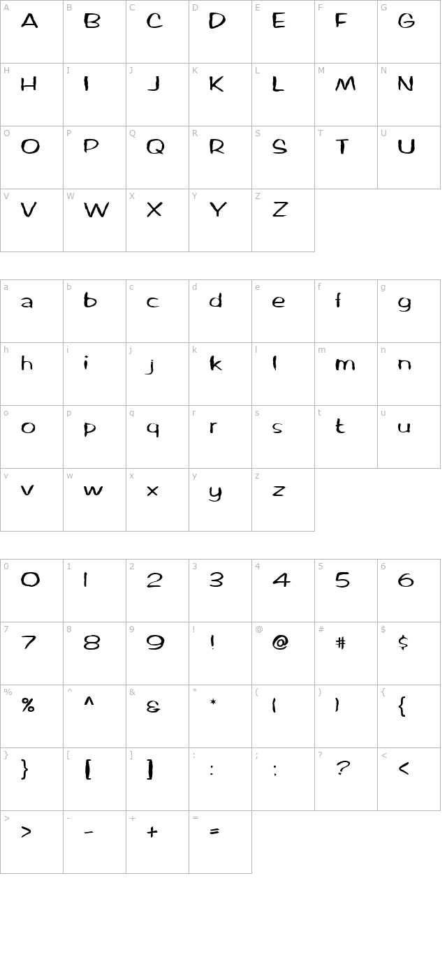 FZ HAND 2 MANGLED character map