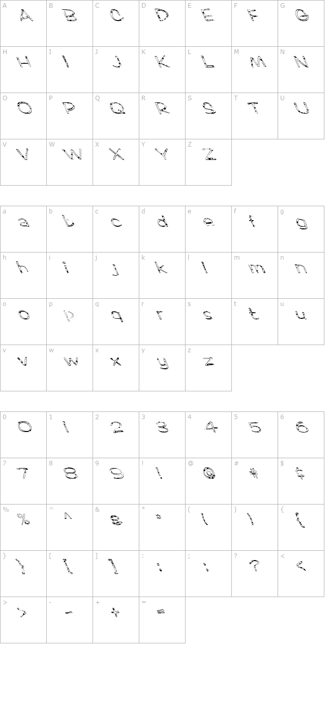 FZ HAND 2 SPOTTED LEFTY character map