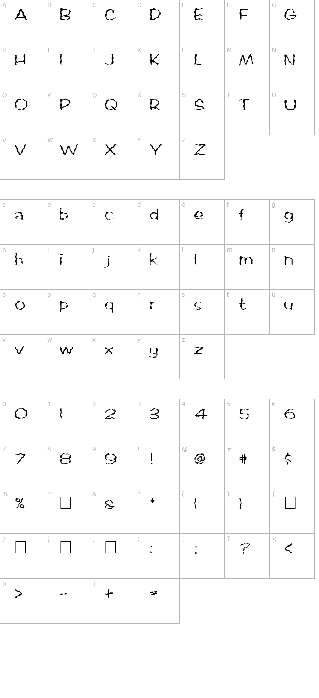 FZ HAND 2 WAVEY character map