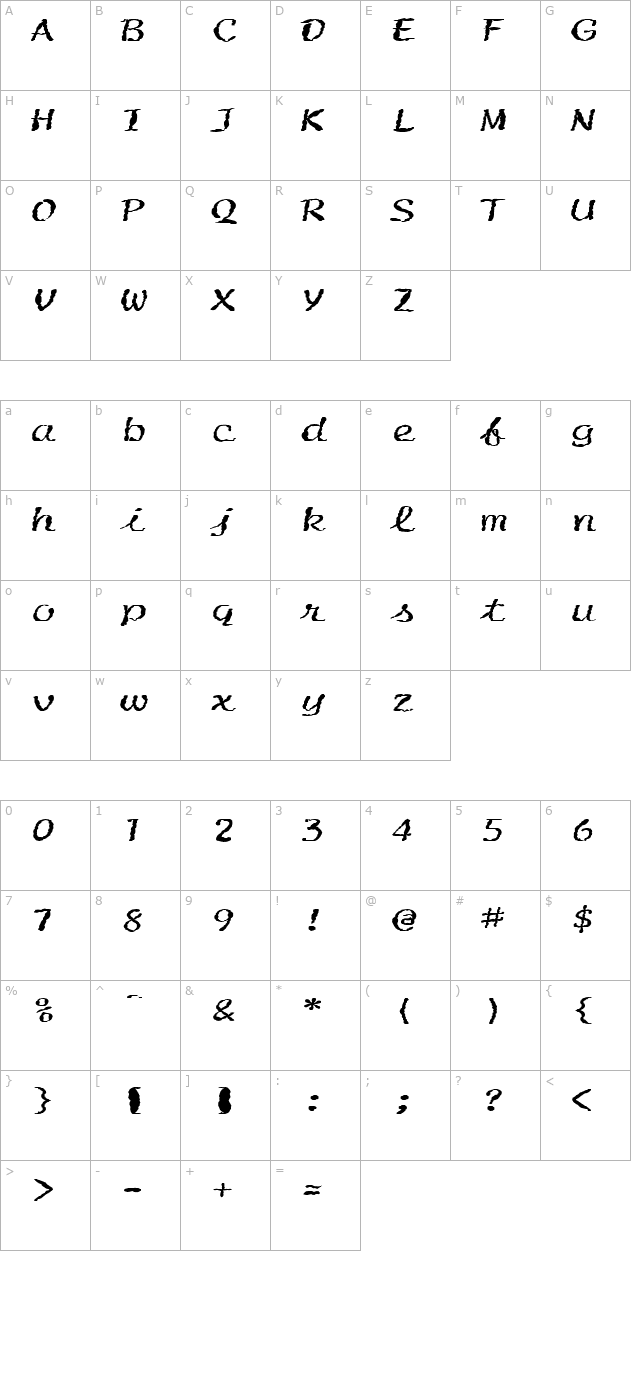 FZ HAND 20 MANGLED EX character map