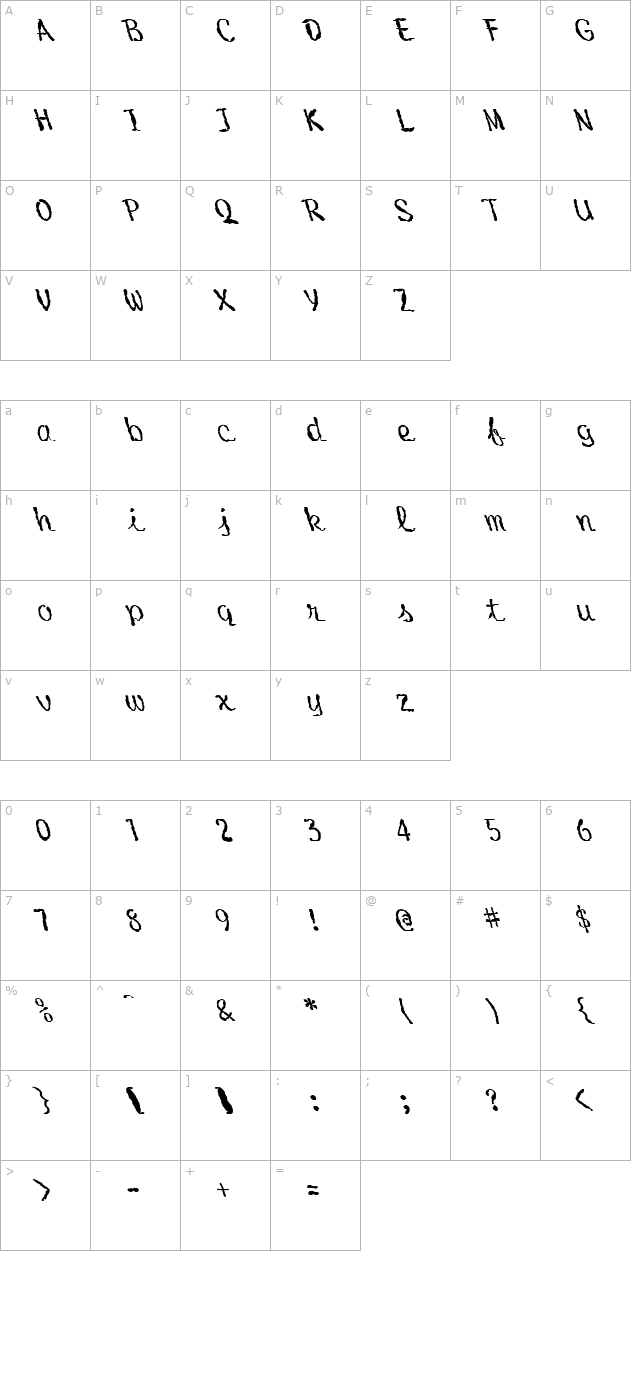 FZ HAND 20 MANGLED LEFTY character map