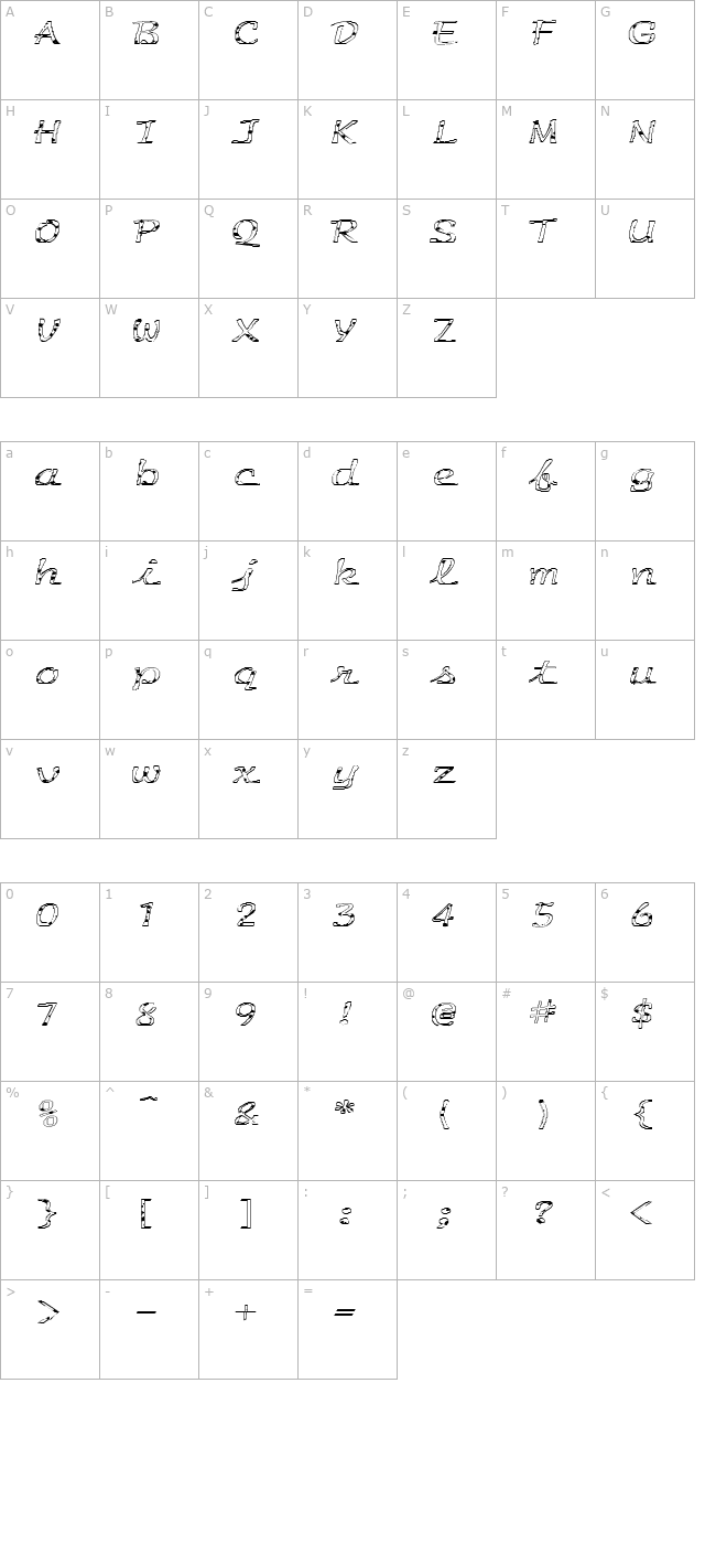 FZ HAND 20 SPOTTED EX character map