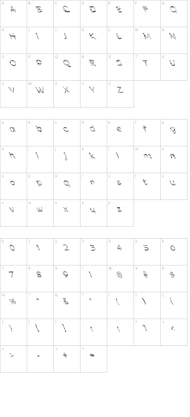 FZ HAND 21 SPOTTED LEFTY character map