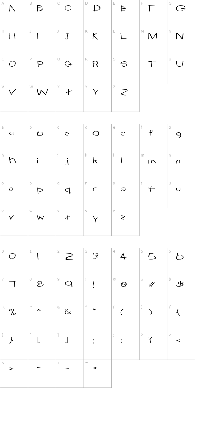 fz-hand-22-ex character map