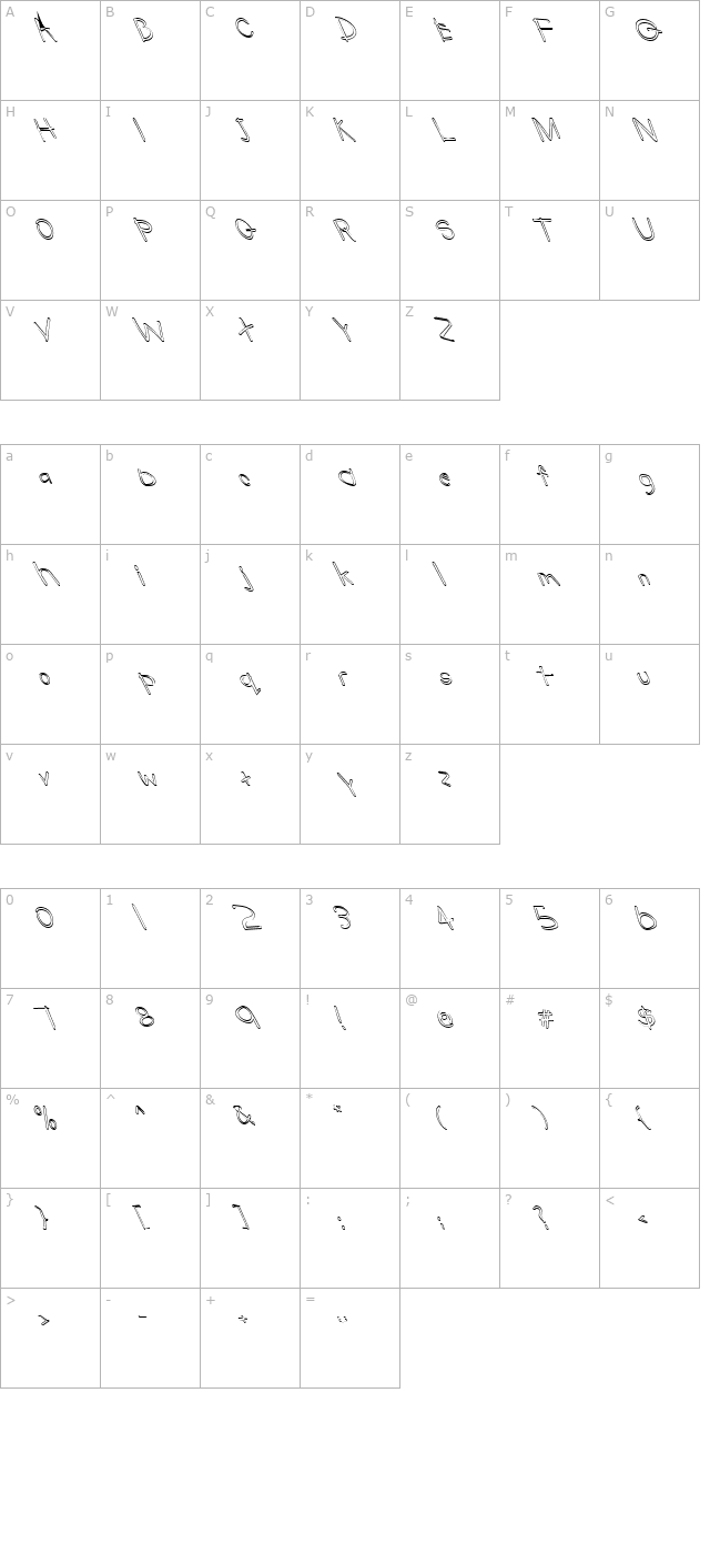 FZ HAND 22 HOLLOW LEFTY character map