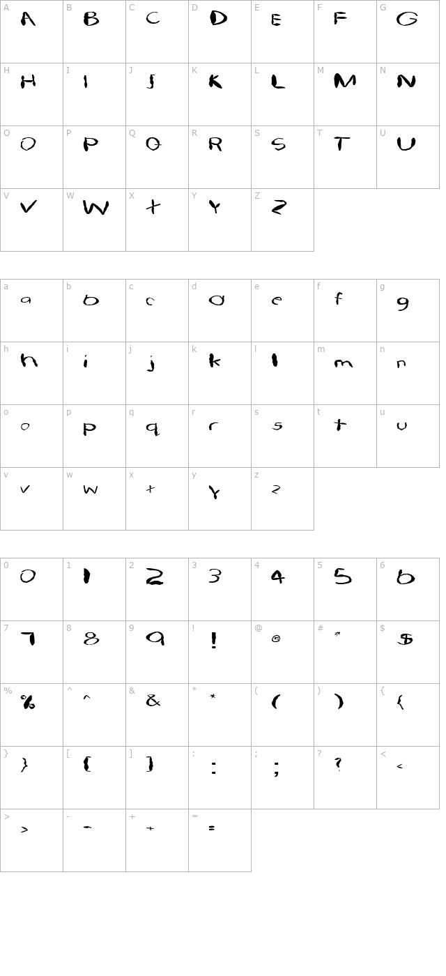 FZ HAND 22 MANGLED EX character map