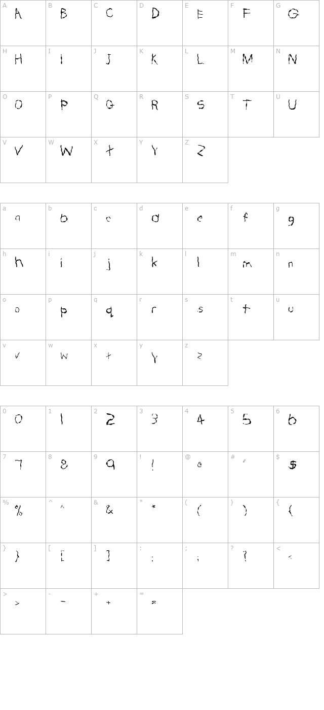 FZ HAND 22 WAVEY character map