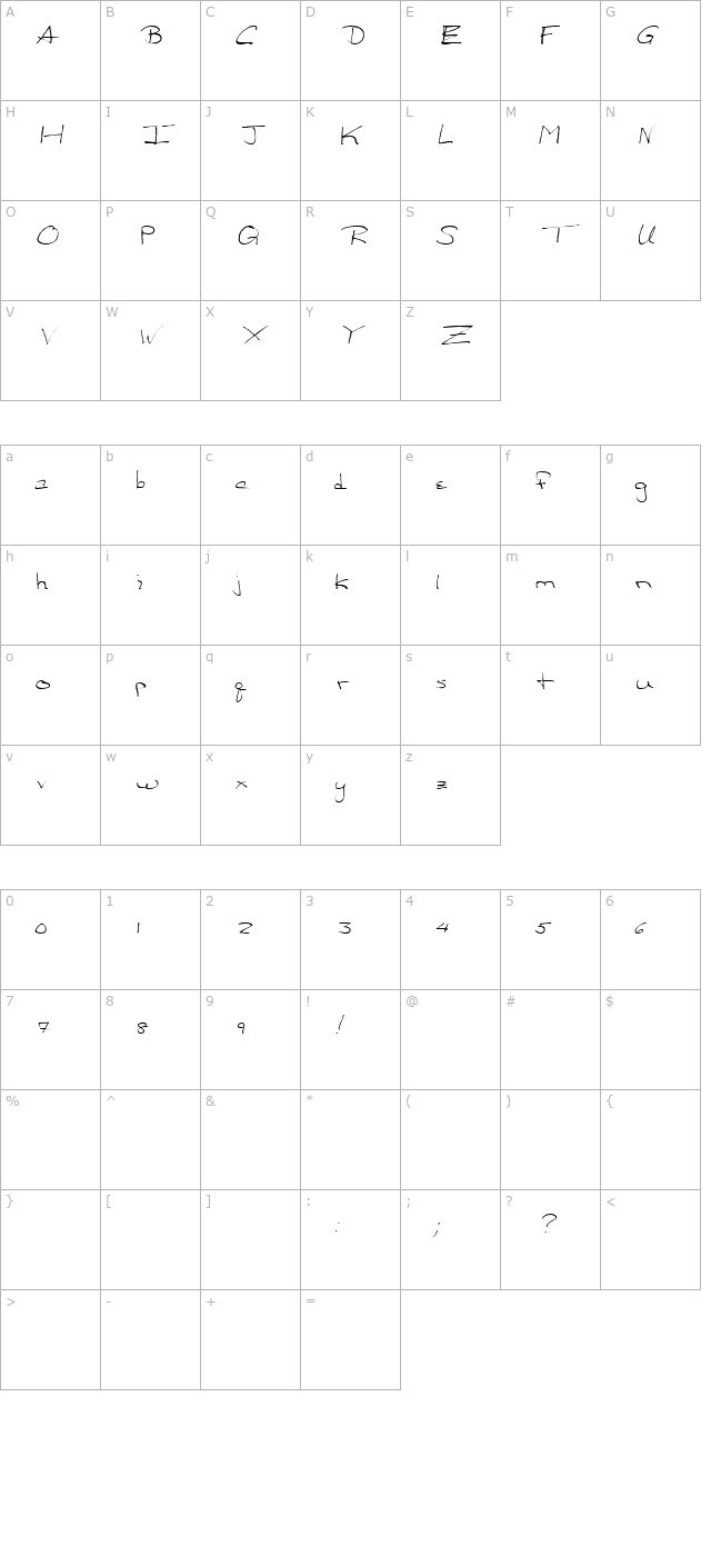 fz-hand-24-italic character map