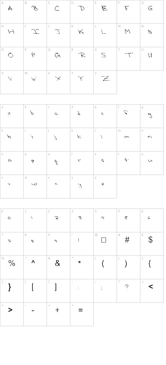 FZ HAND 24 SPIKED character map