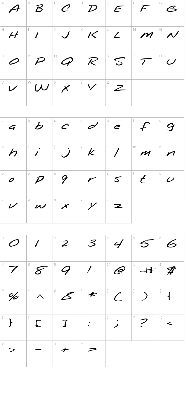 FZ HAND 25 EX character map