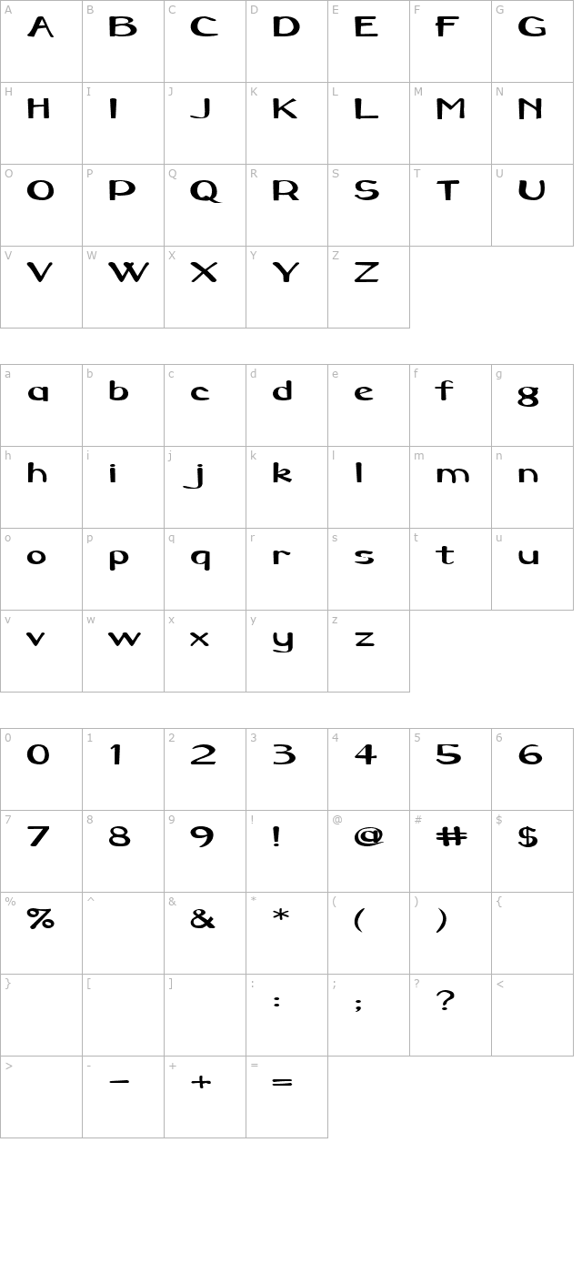 FZ HAND 3 EX character map