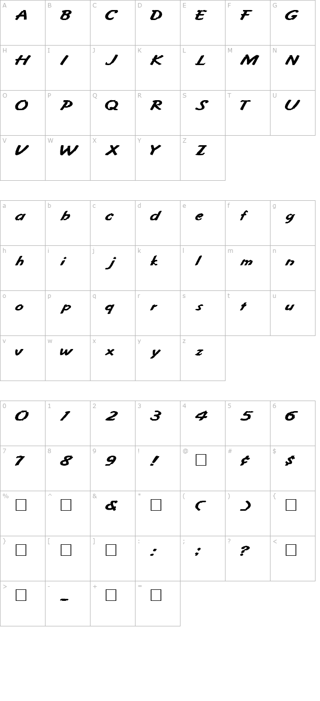 fz-hand-4-ex character map