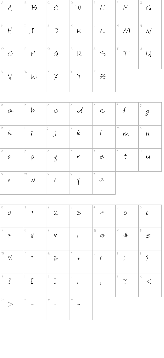 FZ HAND 6 EX character map