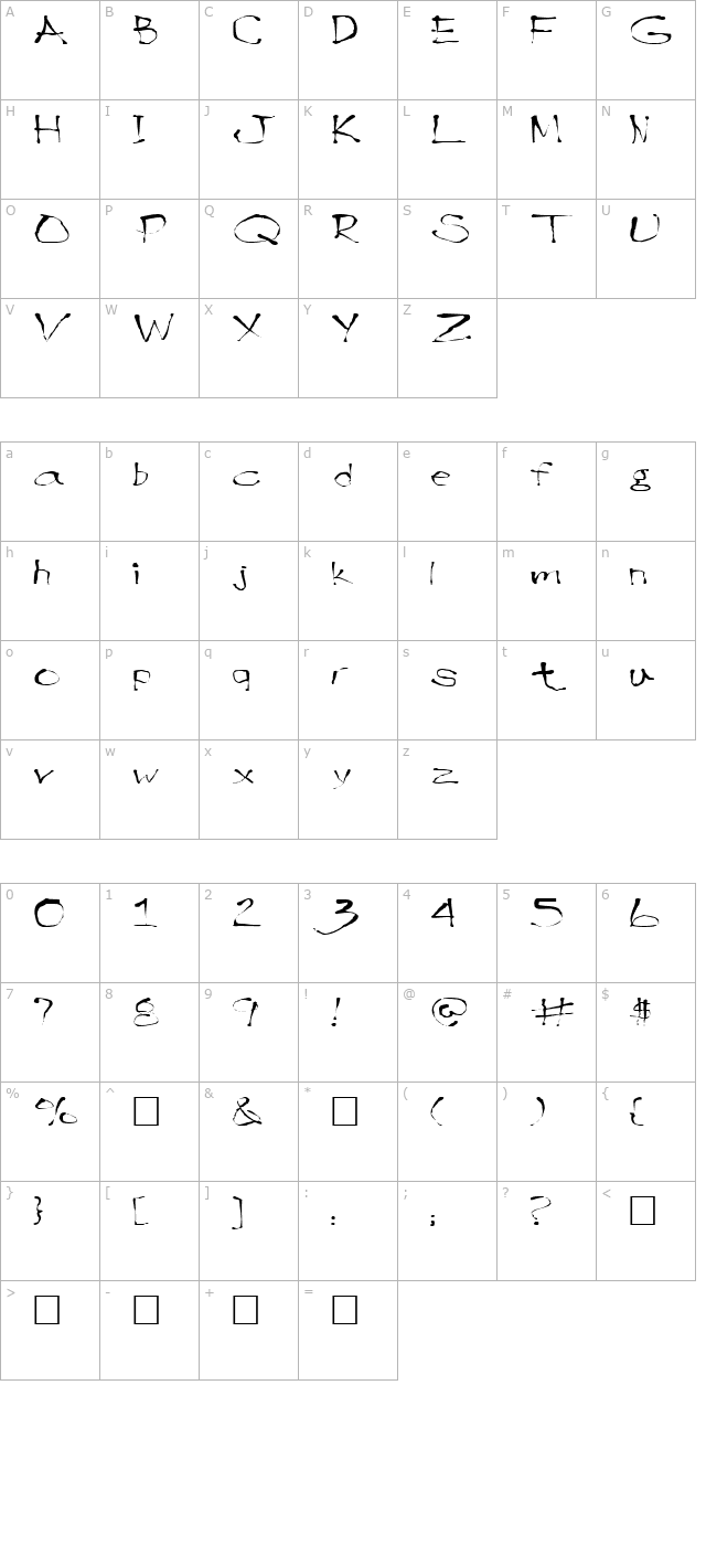 FZ HAND 9 EX character map