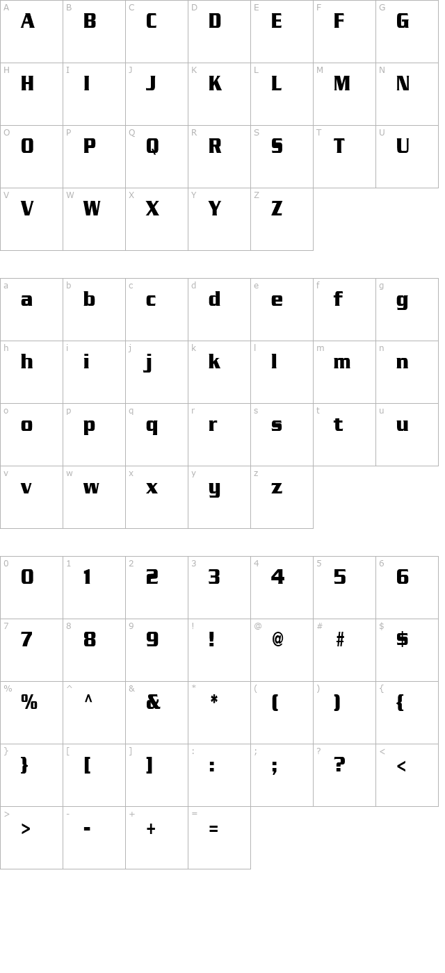 FZ ROMAN 11 COND character map