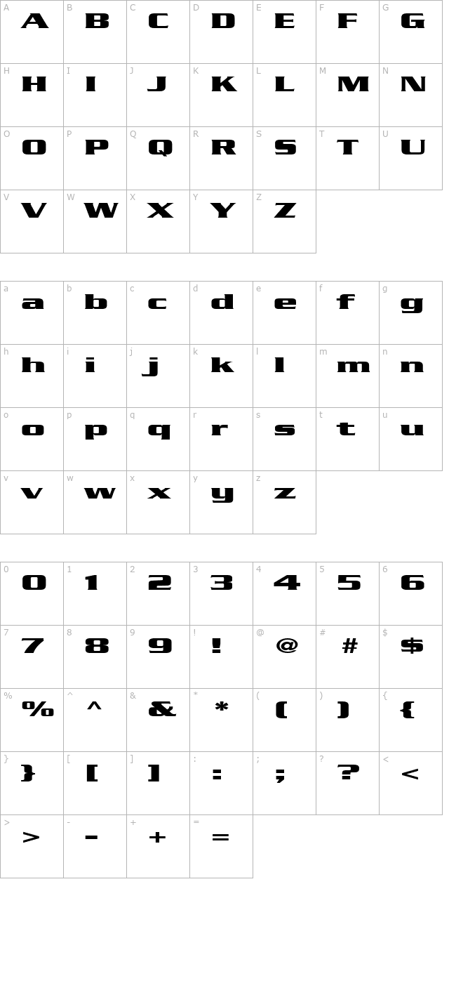 fz-roman-11-ex character map