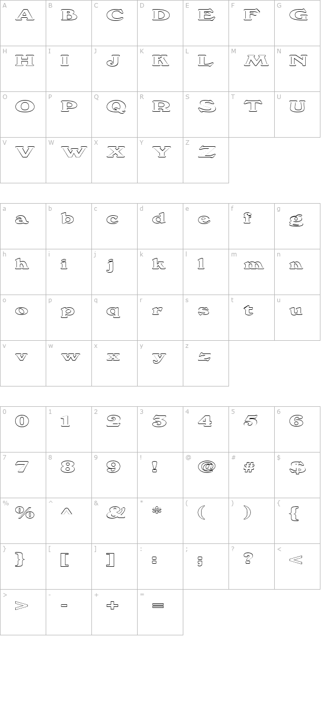 FZ ROMAN 12 HOLLOW EX character map