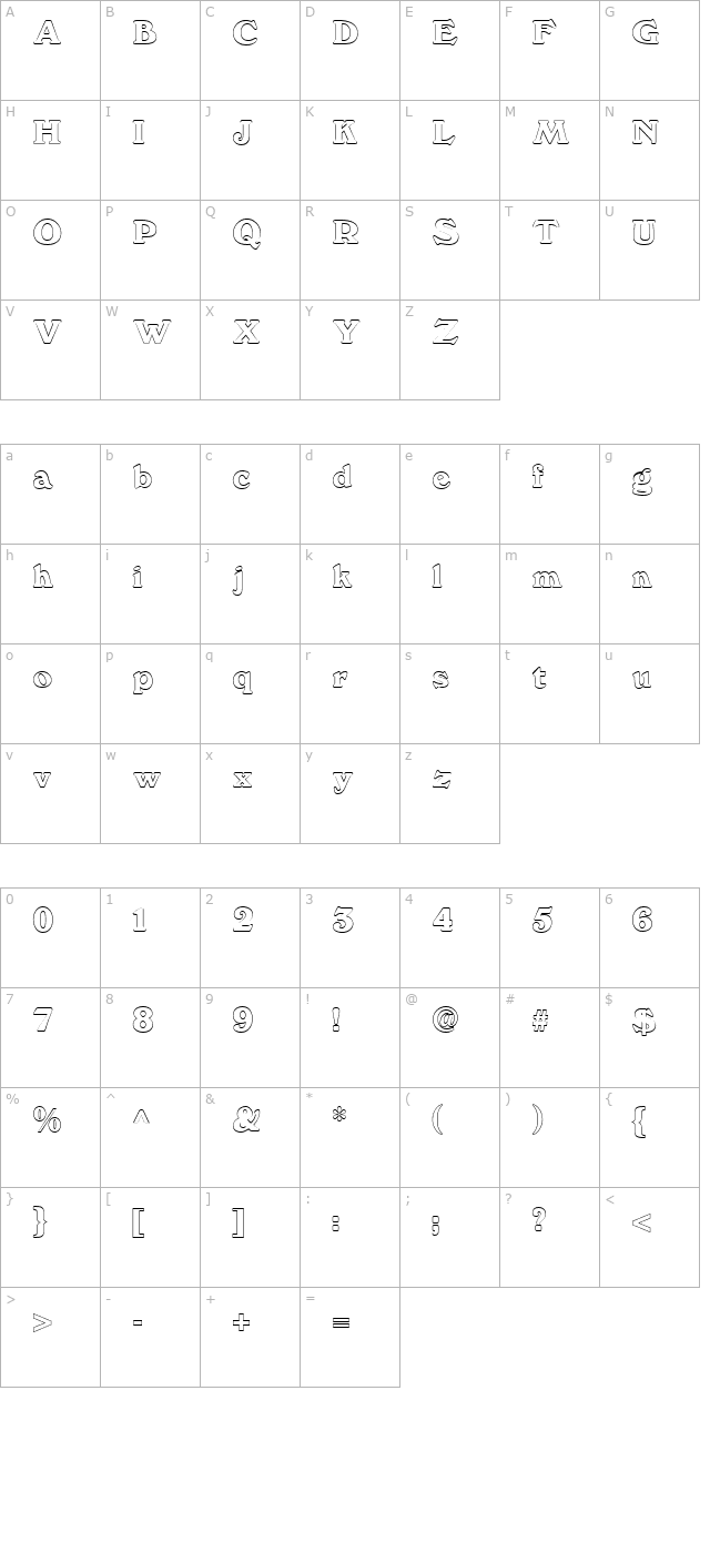 fz-roman-12-hollow character map