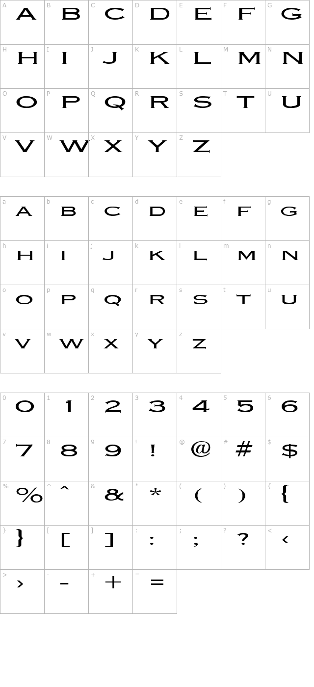 FZ ROMAN 13 EX character map