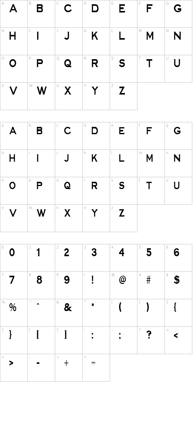 FZ ROMAN 14 COND character map