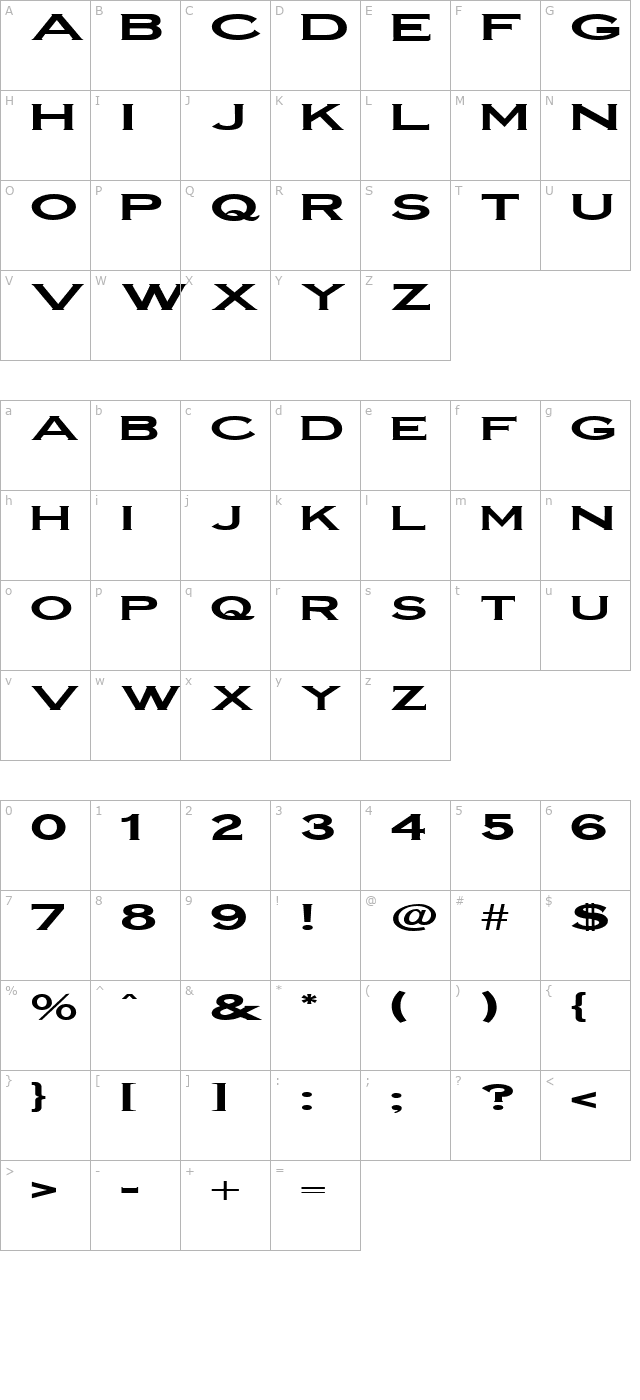 FZ ROMAN 14 EX character map